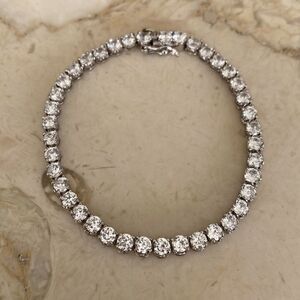 10 Carat Sterling Silver Cubic Zirconia Tennis Bracelet